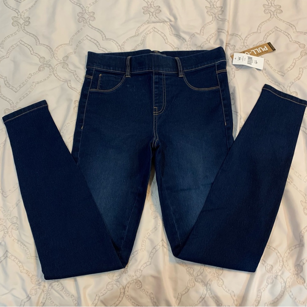 suzy shier navy skinny pants with stretch